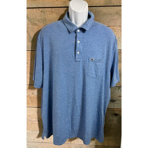 Men's Vineyard Vines Edgartown Polo Shirt Sz 2XL Blue Short Sleeve Cotton Blend